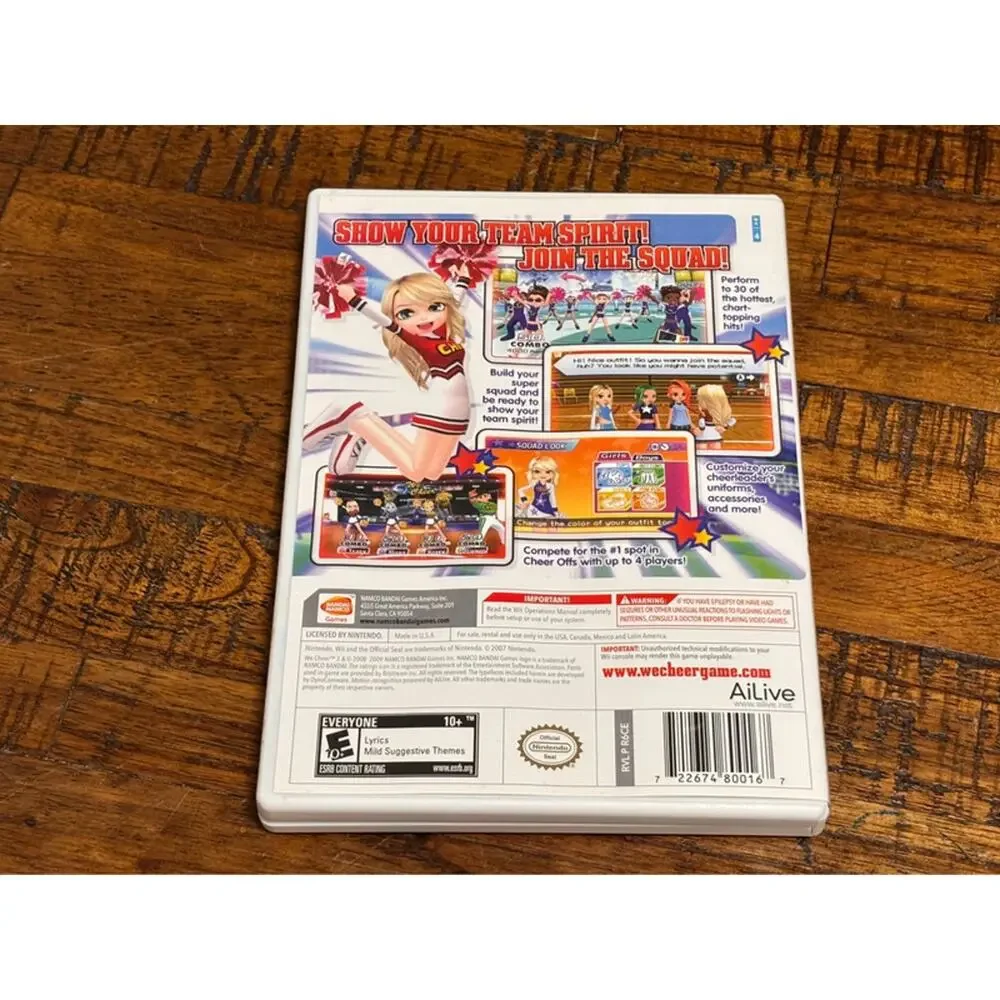 Bandai Namco We Cheer 2 Nintendo Wii Simulation Manual Game Case E10+